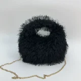 Stylish Candy-colored Tassel Plush Small Round Portable Bag
