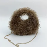 Stylish Candy-colored Tassel Plush Small Round Portable Bag