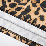 Square Neck Leopard Print Hollow-out Bodycon Pleated Long Dress XYWL-25DS376