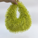 Stylish Candy-colored Tassel Plush Small Round Portable Bag