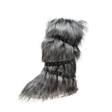 Sexy Cross-over Buckle Fur High-top Snow Boots HES-2024