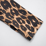 Leopard Print Off-shoulder Deep V-neck High-waisted Straight Leg Pants Suit XYWL-25ST311