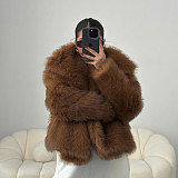 Women Solid Fur Large Lapel Coat 2025 Autumn/Winter ZNFR-2024078