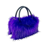 Square Plush Faux Fur Raccoon FurTote Bag With Large Capacity HES-3300