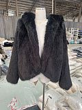 Winter Street Faux Fox Fur Cape Hooded Jacket Furry Shawl Shoulder Sleeves ZNFR-202305