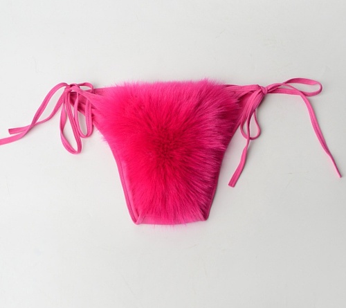 Solid Color Fur Bikini Fuzzy Sports Swimsuit HES-4000