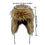 New Winter Faux Raccoon Fur Thickened Straw Hat HES-6700