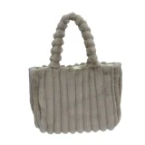 New Macaron-colored Large-capacity Commuter Tote Shoulder Bag With Fur Trim