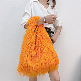 New Large-capacity Faux Fur Tote Bag With Tan Wool Plush Texture HES-3000
