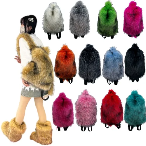 New Versatile Travel Fur Plush Backpack HES-010