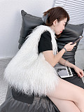 New Large-capacity Faux Fur Tote Bag With Tan Wool Plush Texture HES-3000