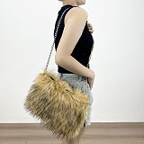 Stylish Retro Clutch Bag With Fluffy Large Capacity and Fur Trim HES-8087