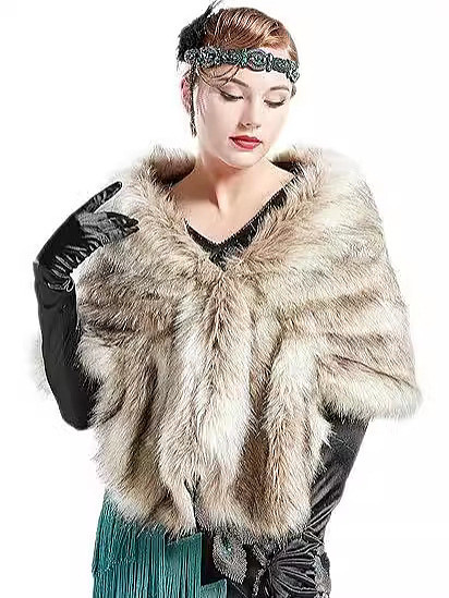Women Artificial Fur Shawl Rabbit Fur Cape With Collar 2025 ZNFR-88044