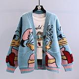 Cartoon Sweater Jacket Women Autumn Winter 2025 Outerwear Thick Knitted Cardigan RS-9901