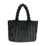 New Macaron-colored Large-capacity Commuter Tote Shoulder Bag With Fur Trim