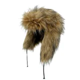 New Winter Faux Raccoon Fur Thickened Straw Hat HES-6700
