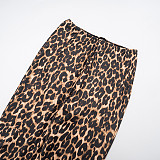 Leopard Print Off-shoulder Deep V-neck High-waisted Straight Leg Pants Suit XYWL-25ST311