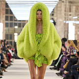 Winter Street Faux Fox Fur Cape Hooded Jacket Furry Shawl Shoulder Sleeves ZNFR-202305