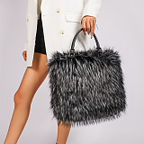 Niche Minimalist Versatile Faux fFur Soft Plush Tote/Shoulder Bag HES-3061