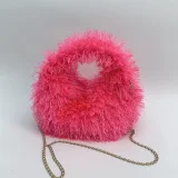 Stylish Candy-colored Tassel Plush Small Round Portable Bag