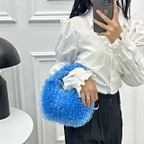 Stylish Candy-colored Tassel Plush Small Round Portable Bag