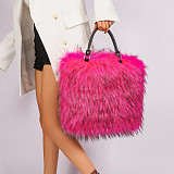 Niche Minimalist Versatile Faux fFur Soft Plush Tote/Shoulder Bag HES-3061