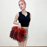Stylish Retro Clutch Bag With Fluffy Large Capacity and Fur Trim HES-8087