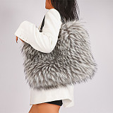 Niche Minimalist Versatile Faux fFur Soft Plush Tote/Shoulder Bag HES-3061