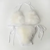 Solid Color Fur Bikini Fuzzy Sports Swimsuit HES-4000