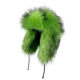 New Winter Faux Raccoon Fur Thickened Straw Hat HES-6700