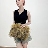 Stylish Retro Clutch Bag With Fluffy Large Capacity and Fur Trim HES-8087