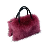 Square Plush Faux Fur Raccoon FurTote Bag With Large Capacity HES-3300