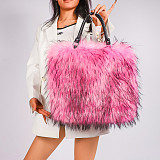 Niche Minimalist Versatile Faux fFur Soft Plush Tote/Shoulder Bag HES-3061