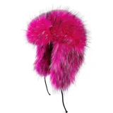 New Winter Faux Raccoon Fur Thickened Straw Hat HES-6700