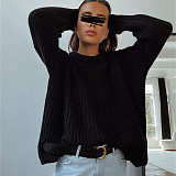 Solid Round Neck Thickened Sweater For Women 2025 Long-sleeved Pullover Knitted RS-888599