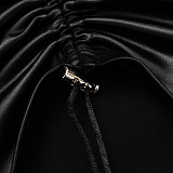 Sexy Faux Leather Drawstring Pleated Crop Top and High-waistedFlared Pants Set XYWL-25ST384