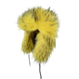 New Winter Faux Raccoon Fur Thickened Straw Hat HES-6700