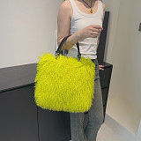 2025 New Large Capacity Faux Sheep Beach Plush Shoulder Tote Bag HES-3500