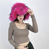 Warm Raccoon Fur Thickened Wide-brimmed Hat HES-4900