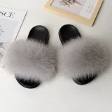 2025 Home Flat Red Fox Fur Slip-on Sandals HES-0616