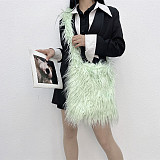 Candy-colored Long-haired Large-capacity Magnetic Snap Shoulder/Crossbody Bag HES-005