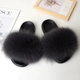 2025 Home Flat Red Fox Fur Slip-on Sandals HES-0616