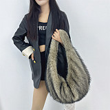 Stylish Retro Large Capacity Faux Fur Underarm Crescent Bag HES-2536