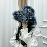Warm Raccoon Fur Thickened Wide-brimmed Hat HES-4900