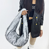 Stylish Retro Large Capacity Faux Fur Underarm Crescent Bag HES-2536