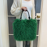 2025 New Large Capacity Faux Sheep Beach Plush Shoulder Tote Bag HES-3500