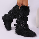 New Fleece-lined Studded Lace-up High-top Snow Boots HES-9000