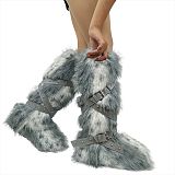 2025 New Style Faux Fur Leopard Print High-Top Lace-up Snow Boots HES-7500