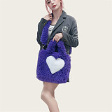 New Large-capacity Plush Tote Shoulder Bag With Heart-shaped Pattern HES-2500