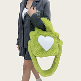 New Large-capacity Plush Tote Shoulder Bag With Heart-shaped Pattern HES-2500